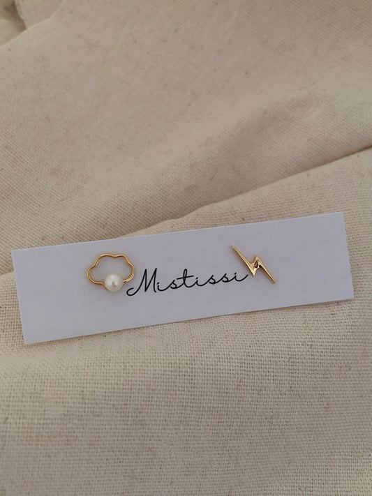 Amour de Mistissi – Étincelle & Perle Stud Set
