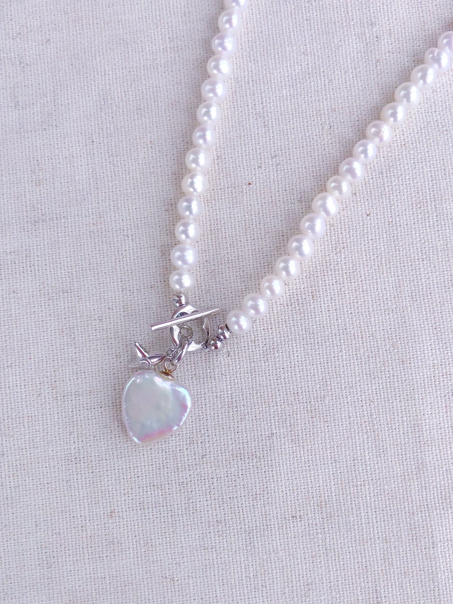 Mistissi Heart Pearl Charm Necklace