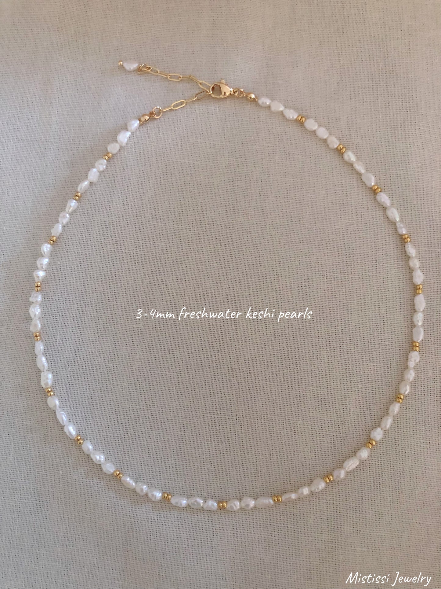 Perles au Soleil- freshwater keshi pearls necklace