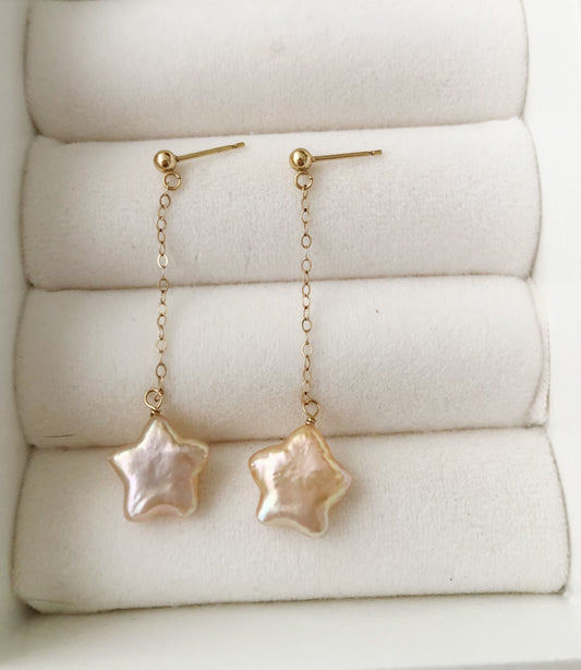 Stellar Mistissi Golden Star Pearl Earrings
