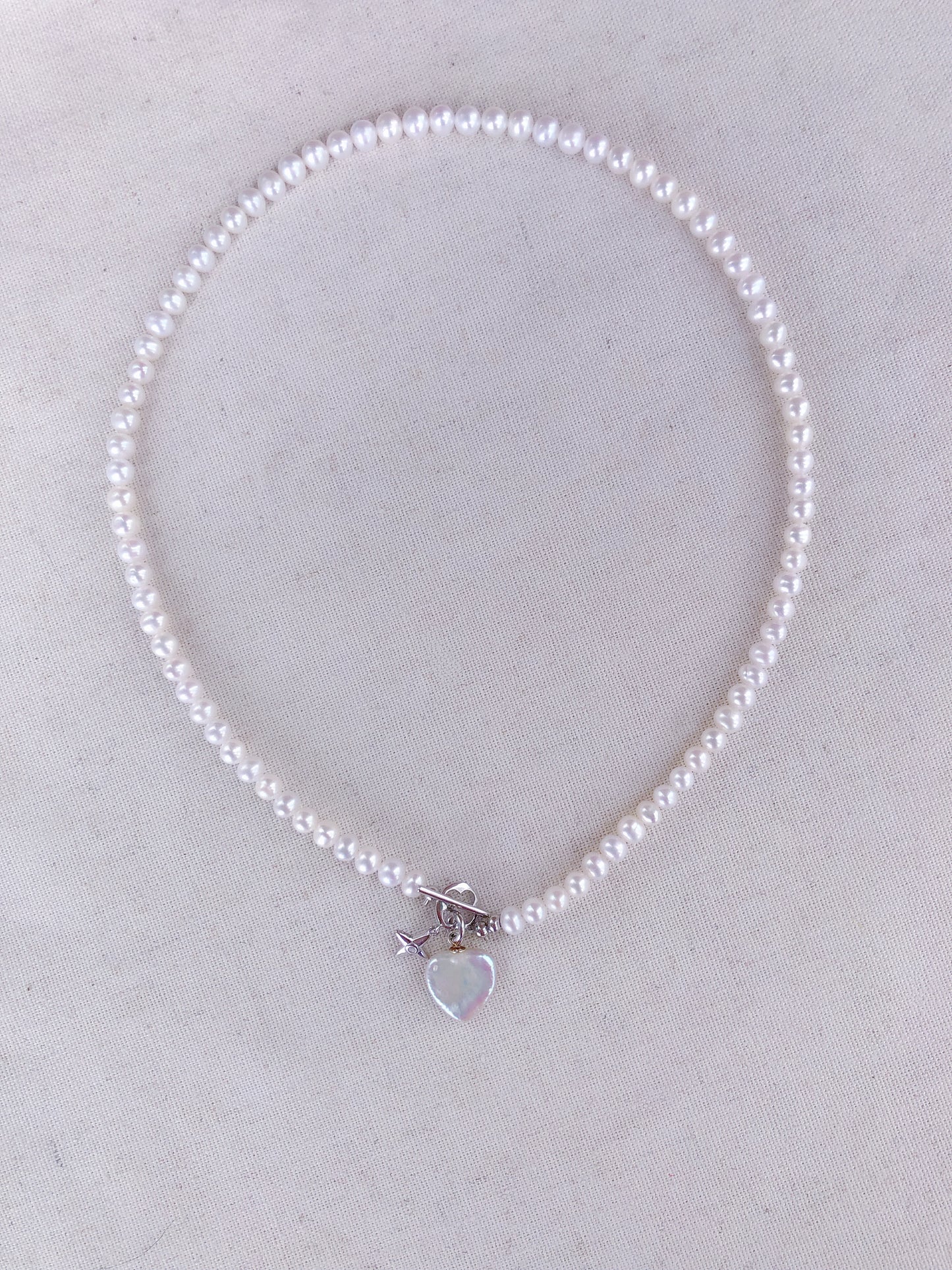 Mistissi Heart Pearl Charm Necklace