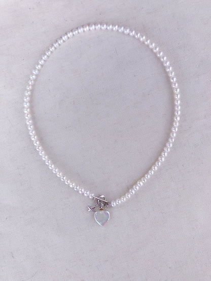 Mistissi Heart Pearl Charm Necklace