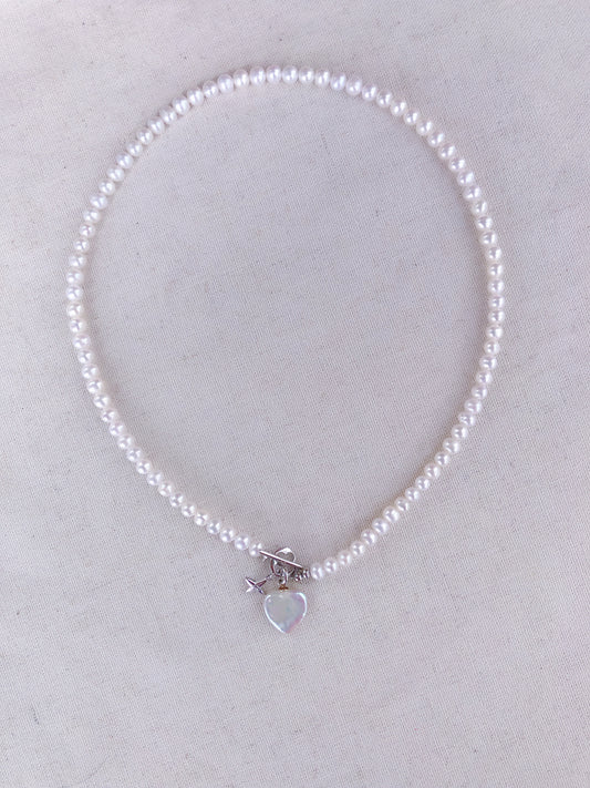 Mistissi Heart Pearl Charm Necklace