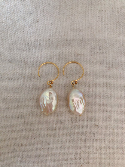 Golden Mistissi Baroque Pearl Hoop Earrings