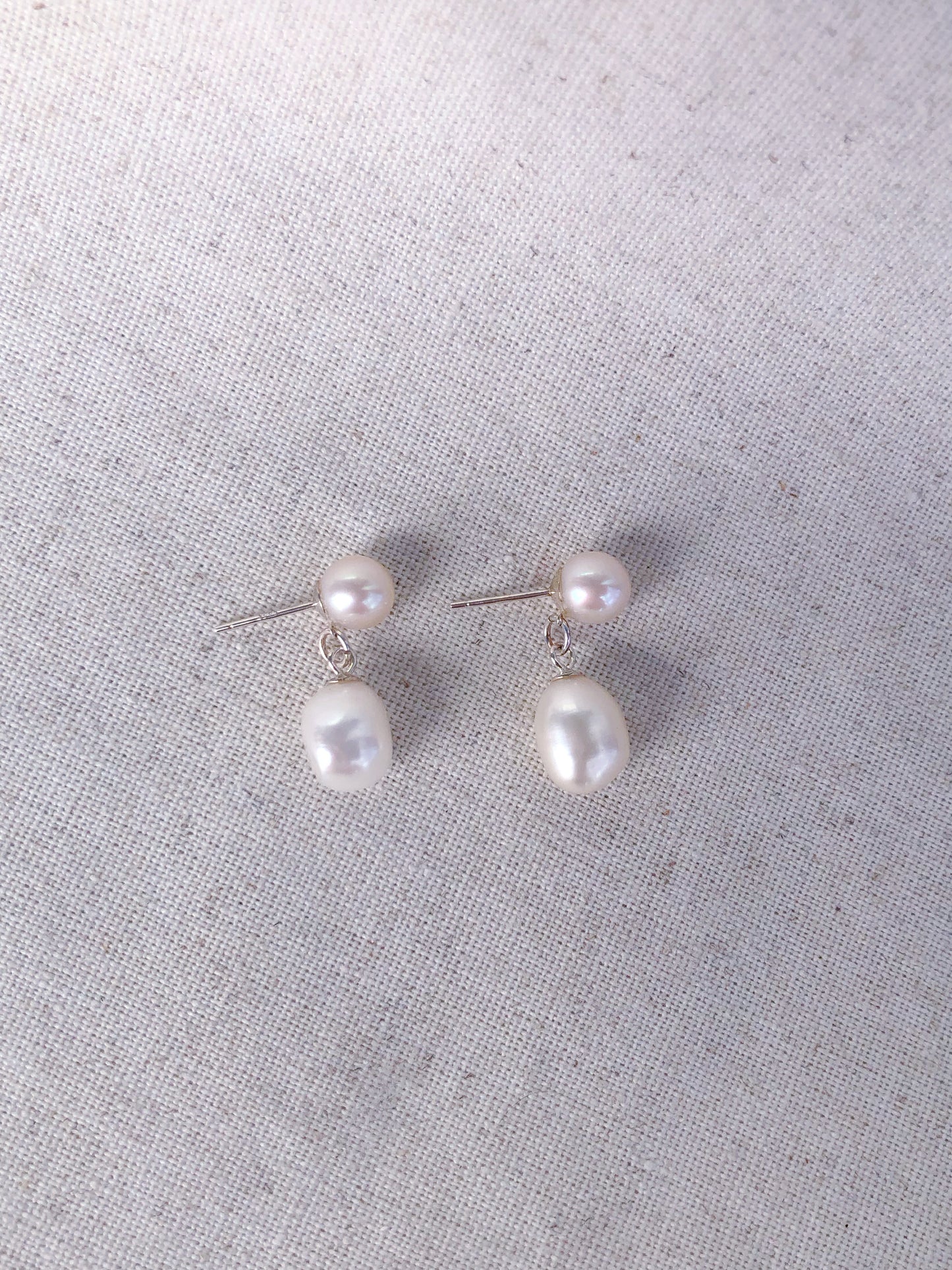 Duo Pearl Drop Earrings — Freshwater Pearl & Sterling Silver