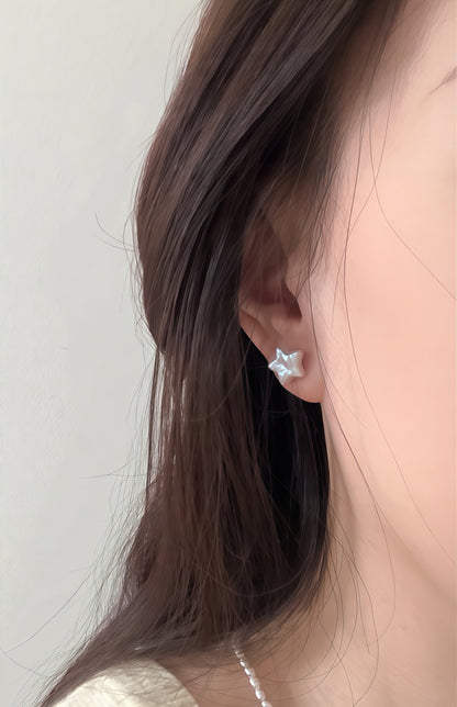Stellar Mistissi White Stud Star Pearl Earrings