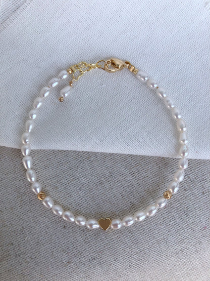 Amour de Mistissi Heart Rice Pearl Bracelet
