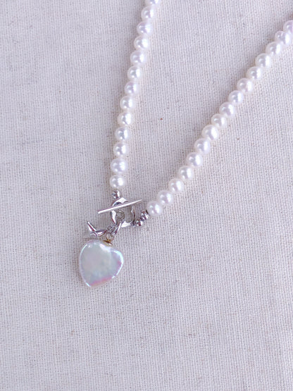 Mistissi Heart Pearl Charm Necklace