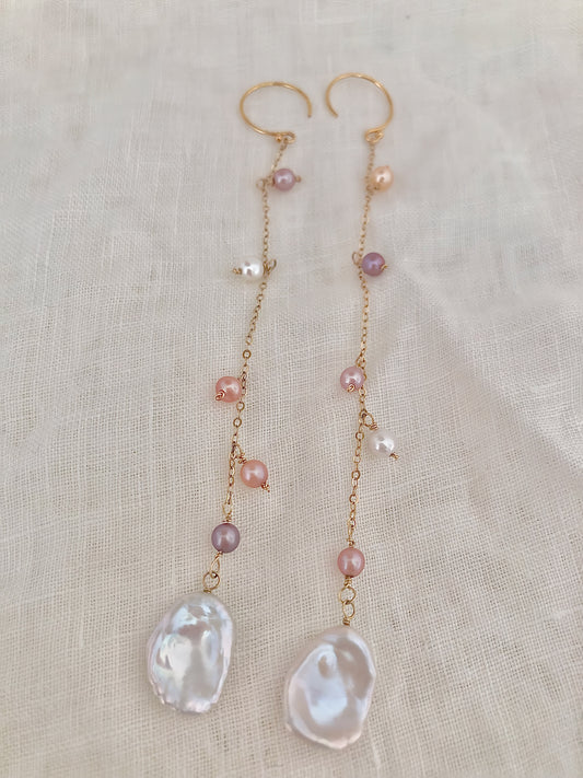 Fleur de Mistissi: Cascading Baroque Pearl Earrings