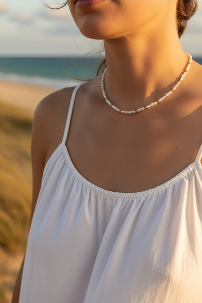 Perles au Soleil- freshwater keshi pearls necklace