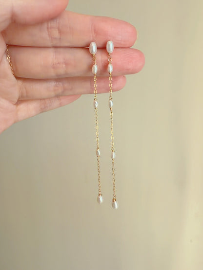 Élancée — Pearl Chain Drop Earrings