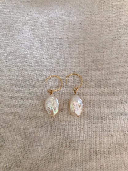 Golden Mistissi Baroque Pearl Hoop Earrings