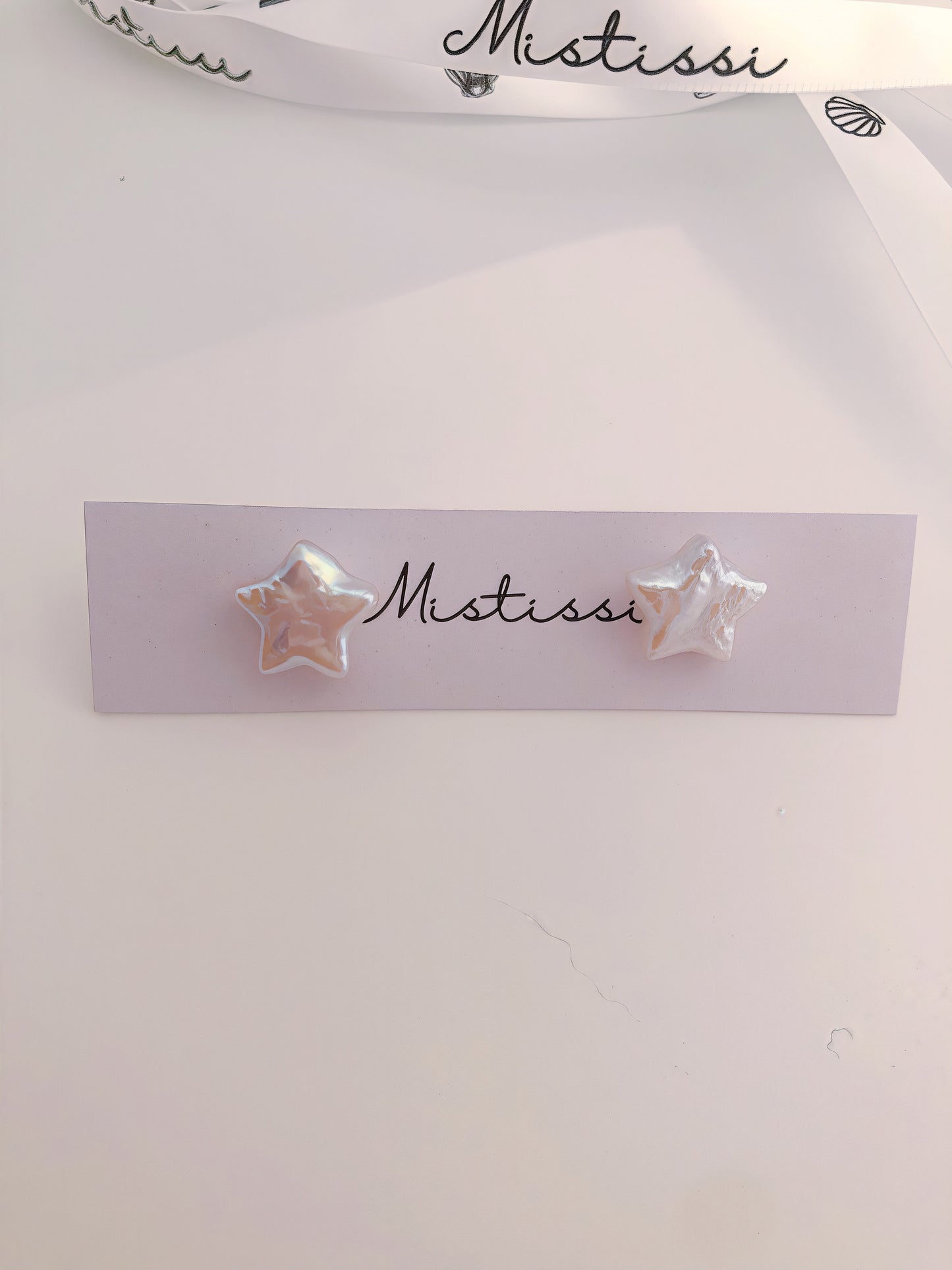 Stellar Mistissi White Stud Star Pearl Earrings