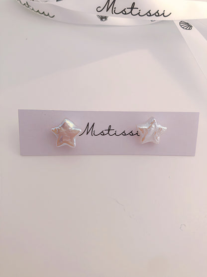 Stellar Mistissi White Stud Star Pearl Earrings