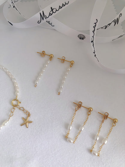 Micro de Mistissi Seed Rice Pearl Dangle Earrings