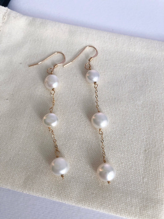 Amour de Mistissi Trio: Button Baroque Freshwater Pearl Earrings