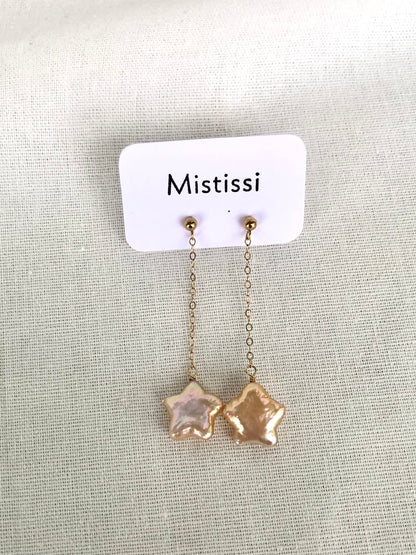 Stellar Mistissi Golden Star Pearl Earrings