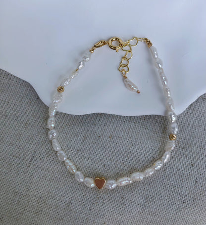 Bracelet en perles Keshi cœur Amour de Mistissi