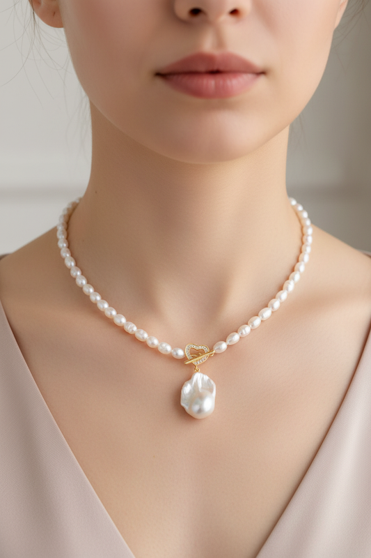 Correct necklace — collarbone close-up