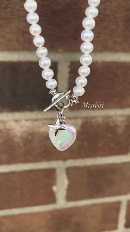 Mistissi Heart Pearl Charm Necklace