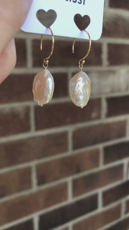 Golden Mistissi Baroque Pearl Hoop Earrings