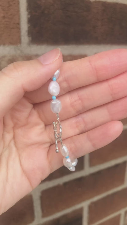 Lune Blanche de Mistissi Baroque Pearl Bracelet with blue beads