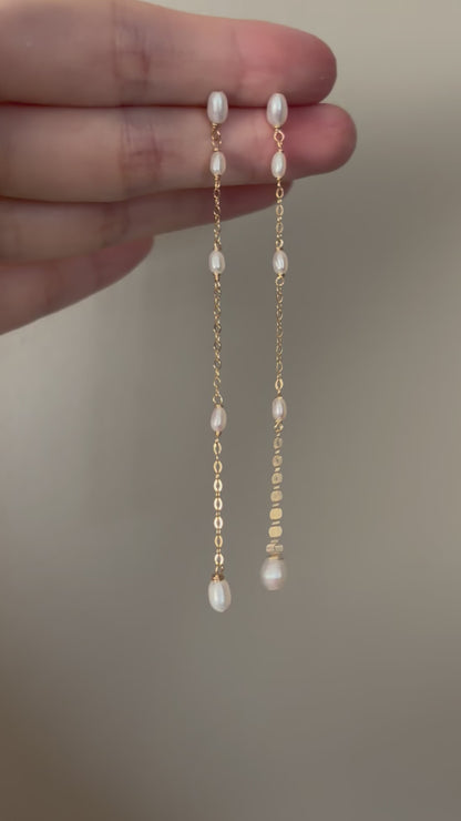 Élancée — Pearl Chain Drop Earrings
