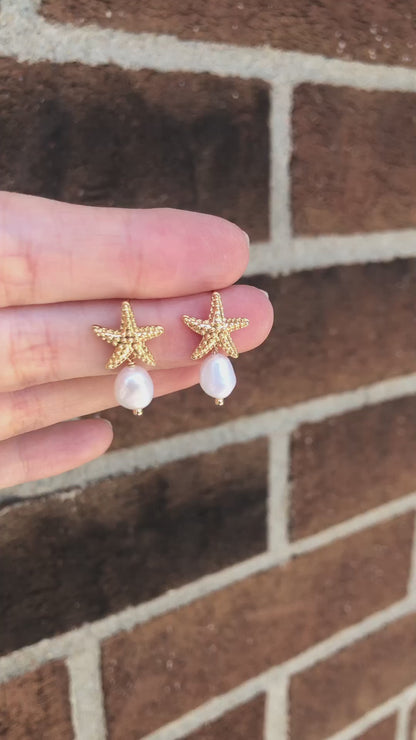 Stellar Mistissi Sea Star Pearl Earrings
