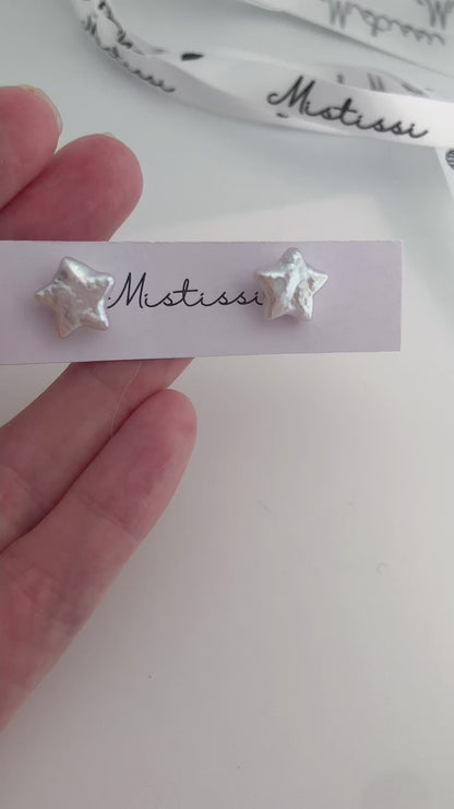 Stellar Mistissi White Stud Star Pearl Earrings