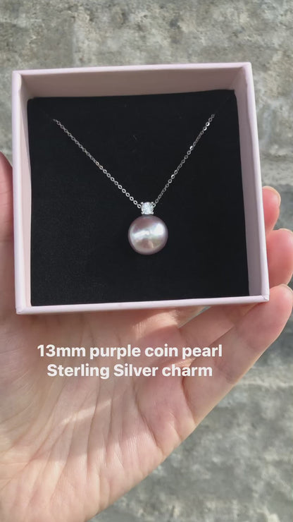 Purple Coin  Pearl Charm