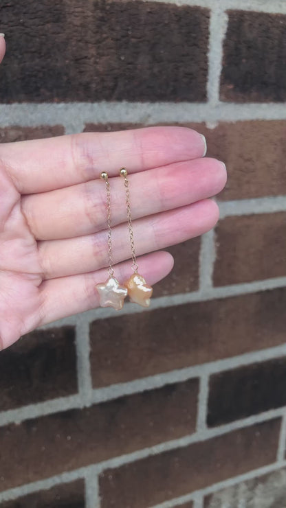 Stellar Mistissi Golden Star Pearl Earrings