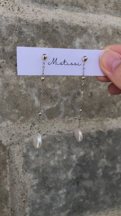 Éclat de Mistissi: Coin Pearl Drop Sterling Silver Earrings